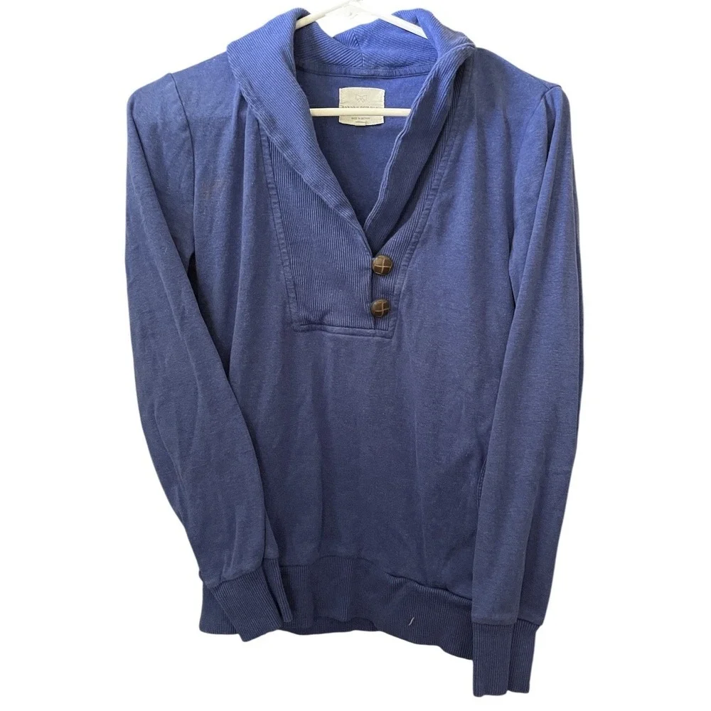 Banana Republic Blue Shawl Collar Sweatshirt Small Cotton Stretch Casual Top